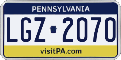 PA license plate LGZ2070