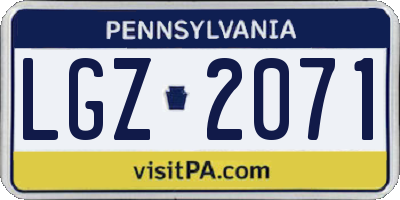PA license plate LGZ2071