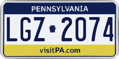 PA license plate LGZ2074