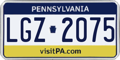 PA license plate LGZ2075