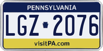 PA license plate LGZ2076