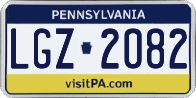 PA license plate LGZ2082