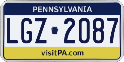 PA license plate LGZ2087