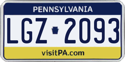 PA license plate LGZ2093
