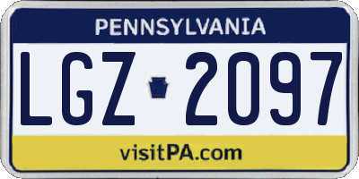 PA license plate LGZ2097