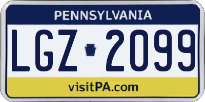 PA license plate LGZ2099