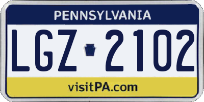 PA license plate LGZ2102
