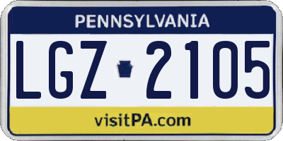 PA license plate LGZ2105