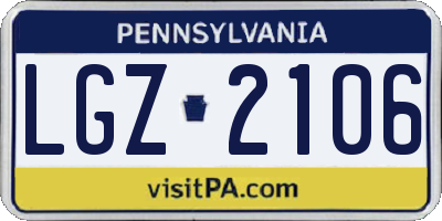 PA license plate LGZ2106