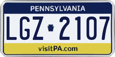 PA license plate LGZ2107