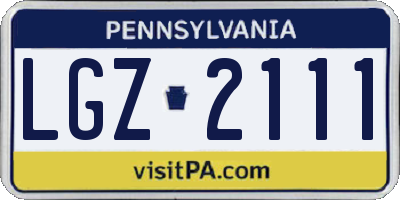 PA license plate LGZ2111