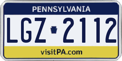 PA license plate LGZ2112