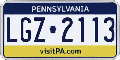 PA license plate LGZ2113