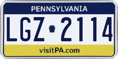 PA license plate LGZ2114