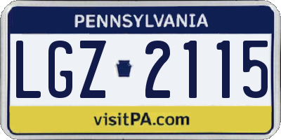 PA license plate LGZ2115
