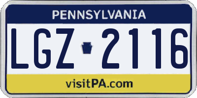 PA license plate LGZ2116