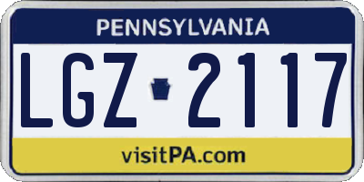 PA license plate LGZ2117