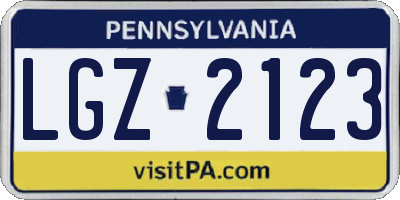 PA license plate LGZ2123