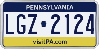 PA license plate LGZ2124
