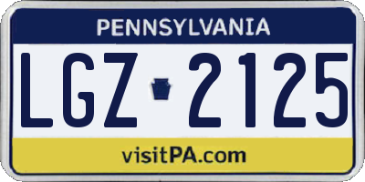 PA license plate LGZ2125