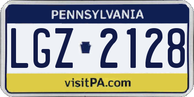 PA license plate LGZ2128