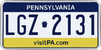 PA license plate LGZ2131