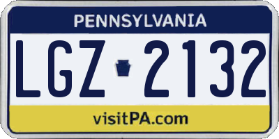 PA license plate LGZ2132