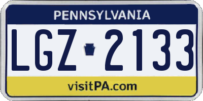 PA license plate LGZ2133