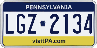 PA license plate LGZ2134