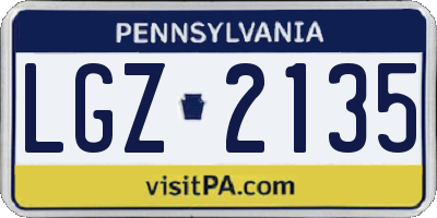 PA license plate LGZ2135