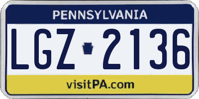 PA license plate LGZ2136