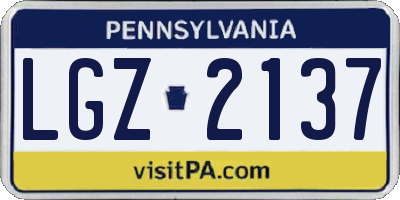 PA license plate LGZ2137