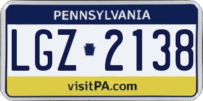 PA license plate LGZ2138
