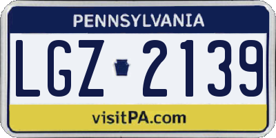 PA license plate LGZ2139