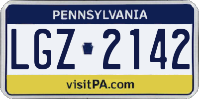 PA license plate LGZ2142