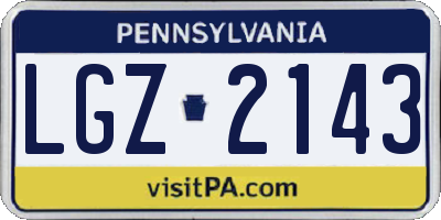 PA license plate LGZ2143
