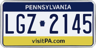 PA license plate LGZ2145