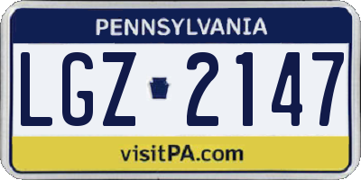 PA license plate LGZ2147