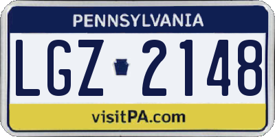PA license plate LGZ2148
