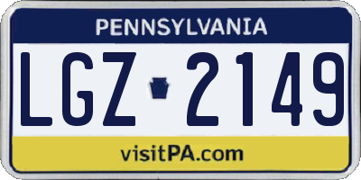 PA license plate LGZ2149