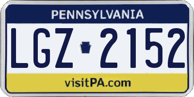 PA license plate LGZ2152
