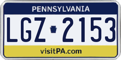 PA license plate LGZ2153