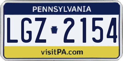 PA license plate LGZ2154