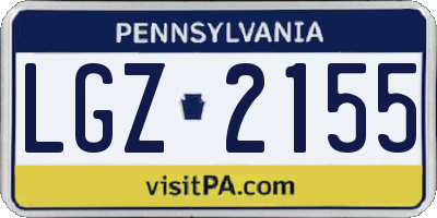 PA license plate LGZ2155