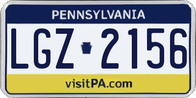 PA license plate LGZ2156