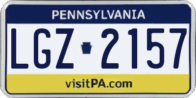 PA license plate LGZ2157