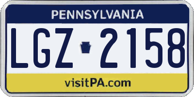 PA license plate LGZ2158