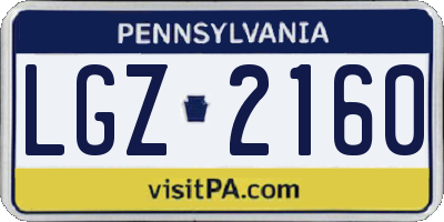 PA license plate LGZ2160