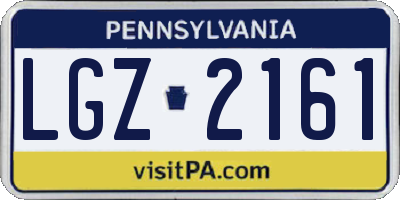 PA license plate LGZ2161