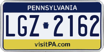 PA license plate LGZ2162